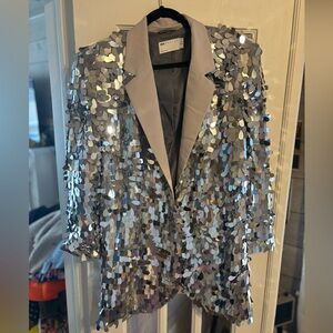 ASOS Design Silver Sequin Blazer - Size 2